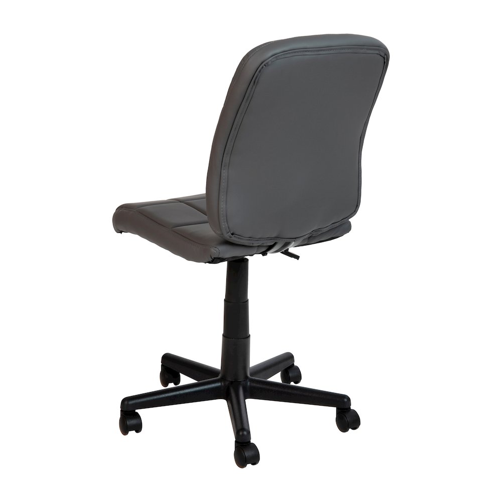 Mid-Back Gray Quilted Vinyl Swivel Task Office Chair. Picture 8