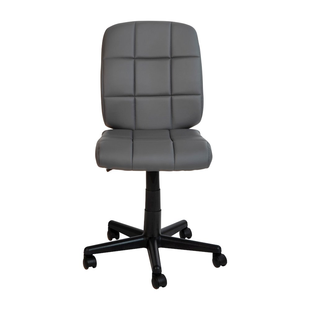 Mid-Back Gray Quilted Vinyl Swivel Task Office Chair. Picture 11