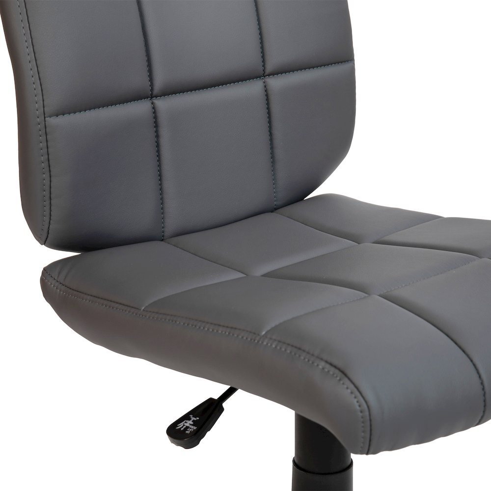 Mid-Back Gray Quilted Vinyl Swivel Task Office Chair. Picture 9