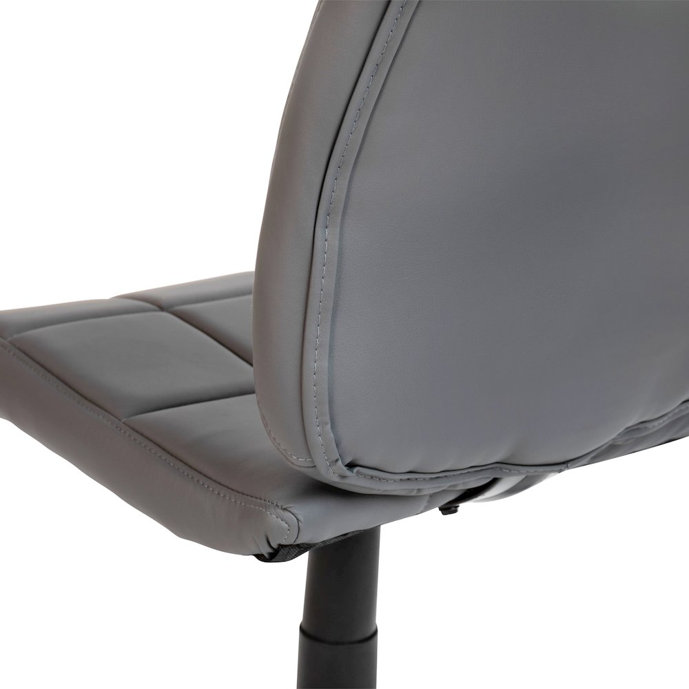 Mid-Back Gray Quilted Vinyl Swivel Task Office Chair. Picture 12