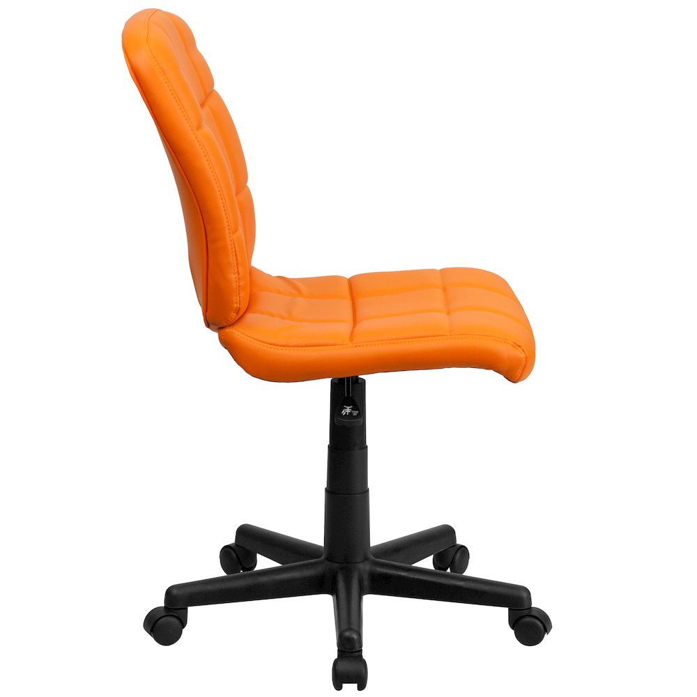 Mid-Back Orange Quilted Vinyl Swivel Task Office Chair. Picture 10
