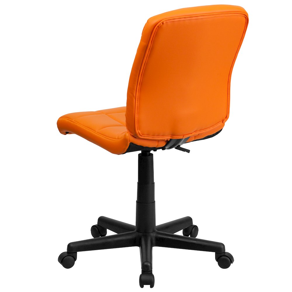 Mid-Back Orange Quilted Vinyl Swivel Task Office Chair. Picture 8