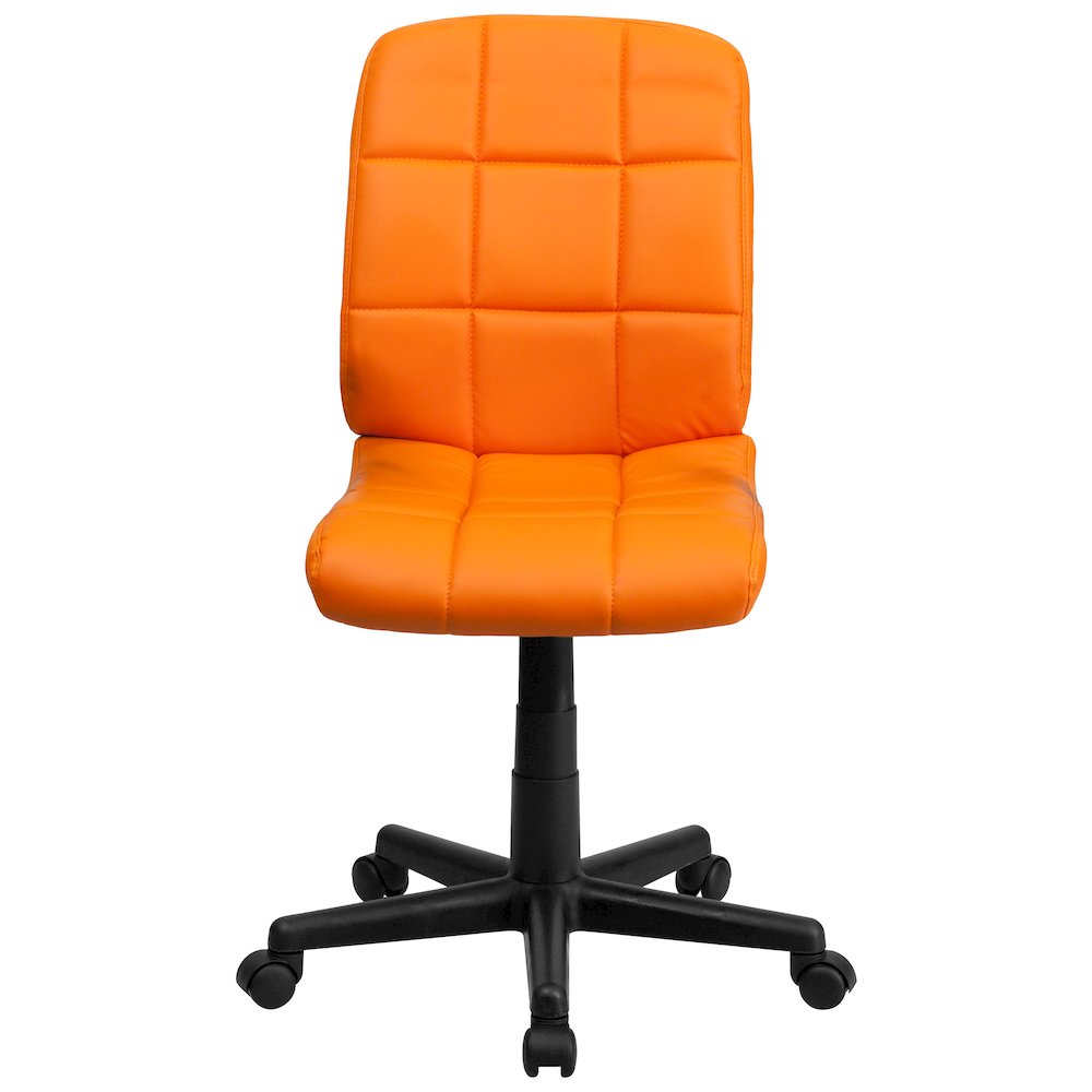 Mid-Back Orange Quilted Vinyl Swivel Task Office Chair. Picture 11