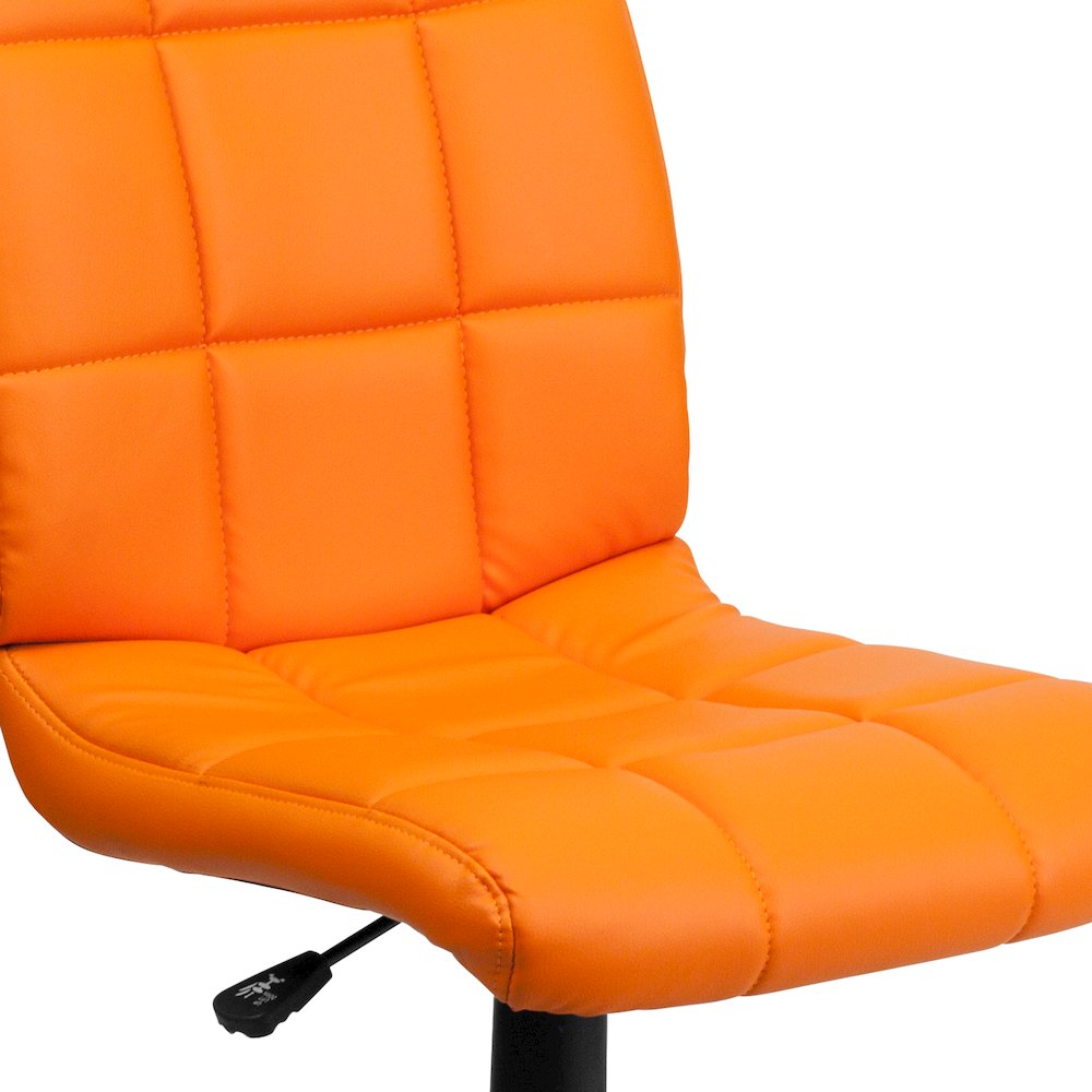 Mid-Back Orange Quilted Vinyl Swivel Task Office Chair. Picture 12