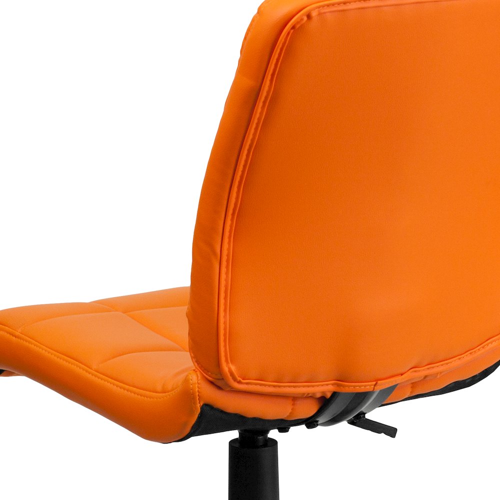 Mid-Back Orange Quilted Vinyl Swivel Task Office Chair. Picture 9