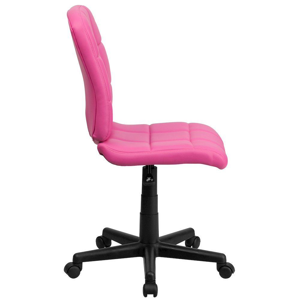 Mid-Back Pink Quilted Vinyl Swivel Task Office Chair. Picture 10