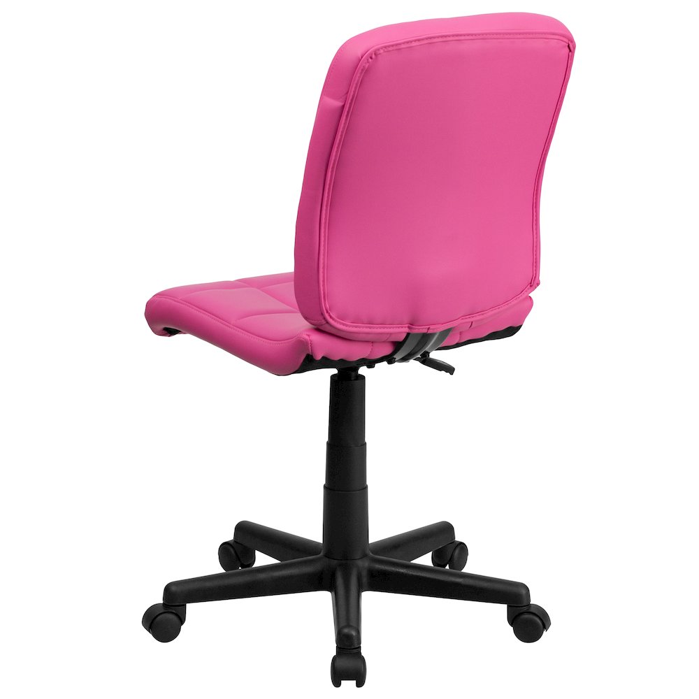 Mid-Back Pink Quilted Vinyl Swivel Task Office Chair. Picture 8