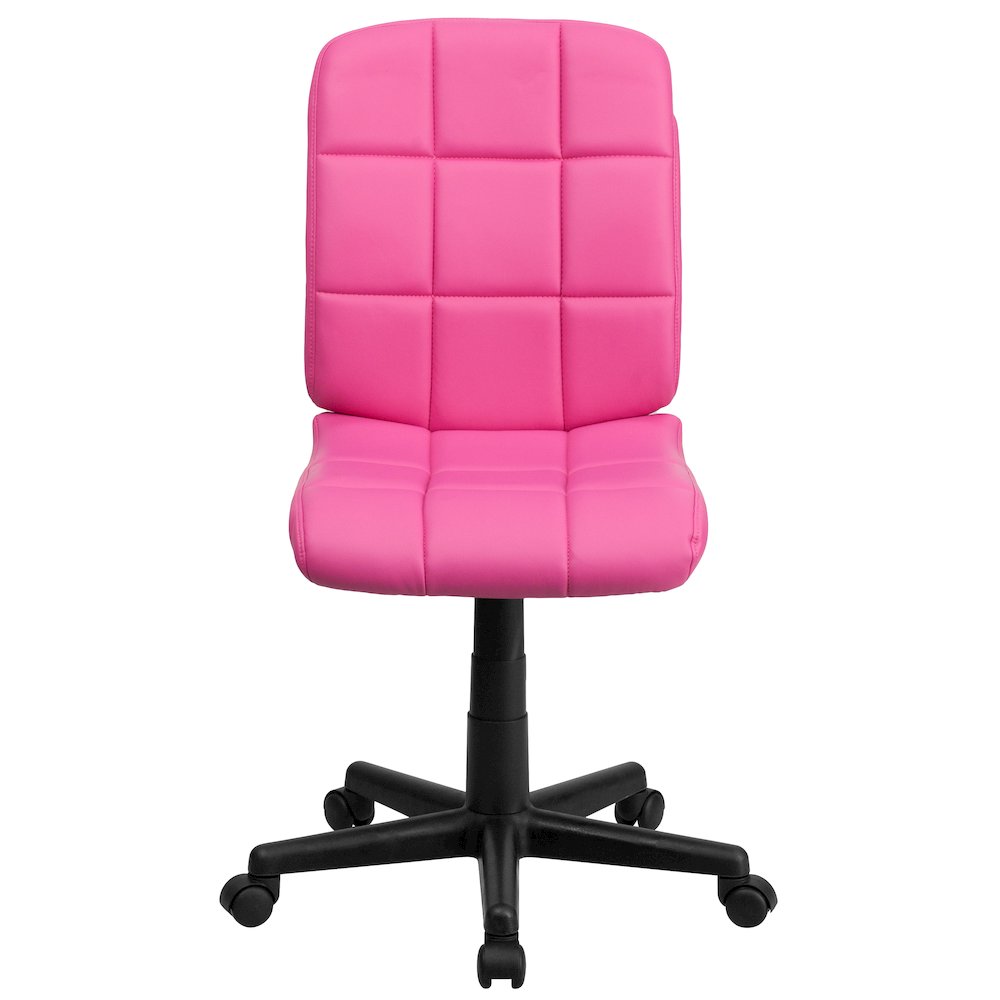 Mid-Back Pink Quilted Vinyl Swivel Task Office Chair. Picture 11
