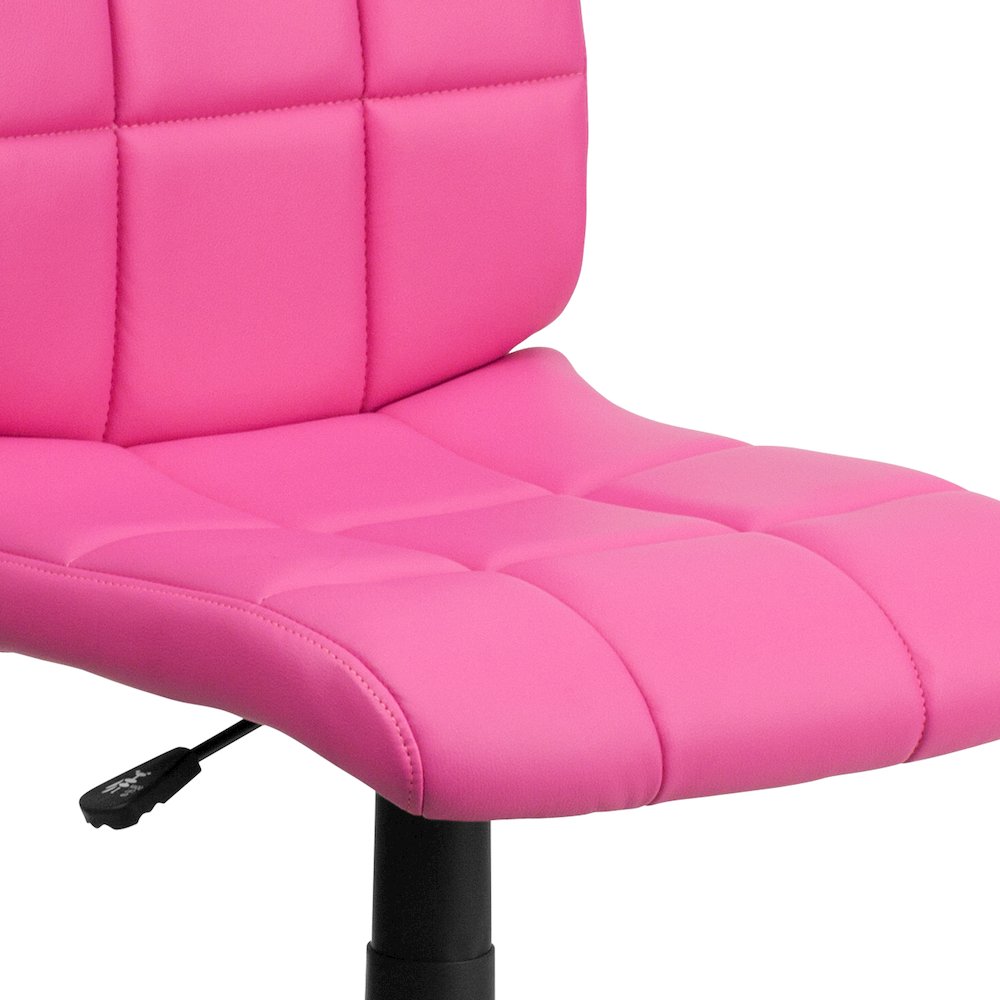 Mid-Back Pink Quilted Vinyl Swivel Task Office Chair. Picture 12