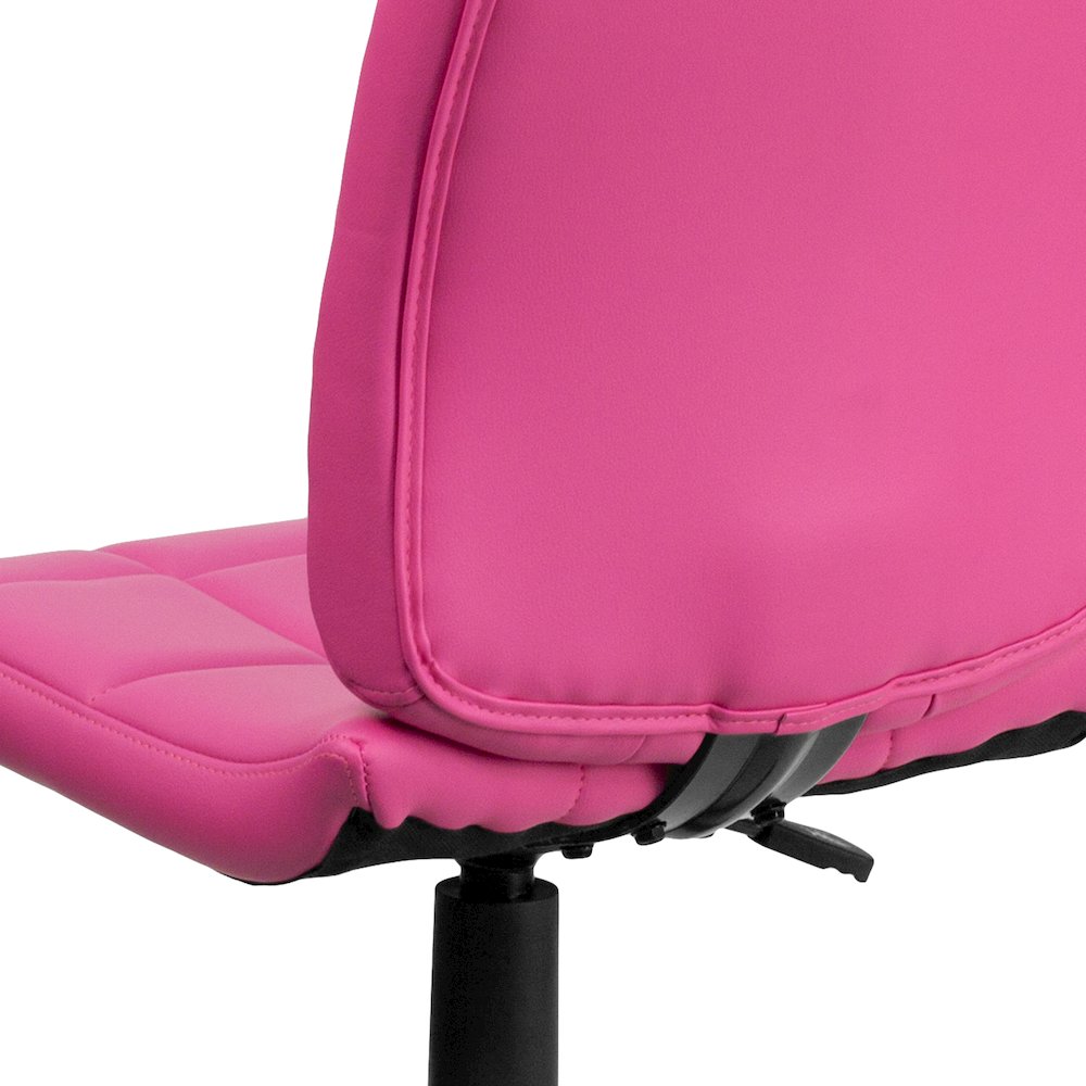 Mid-Back Pink Quilted Vinyl Swivel Task Office Chair. Picture 9