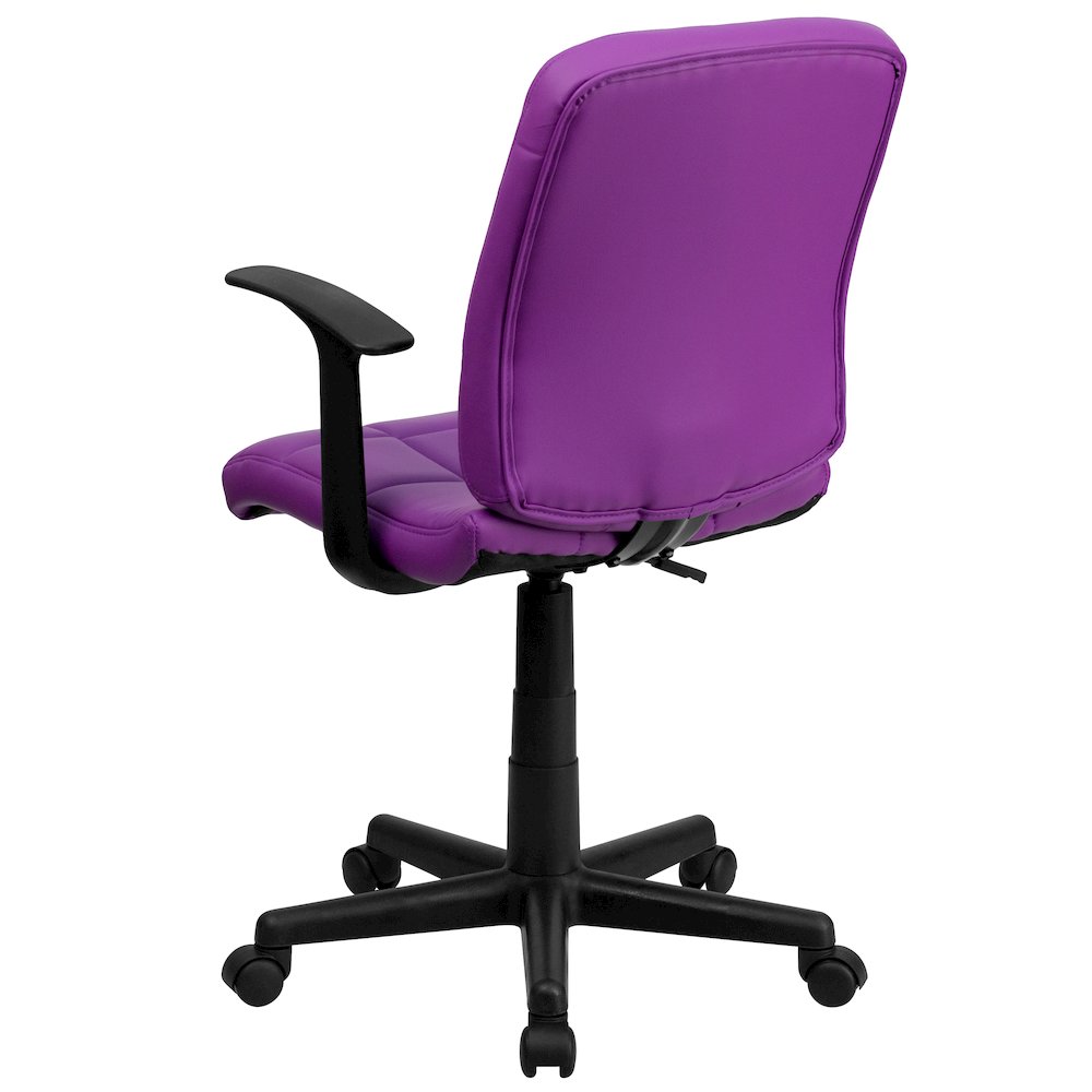 Mid-Back Purple Quilted Vinyl Swivel Task Office Chair with Arms. Picture 8