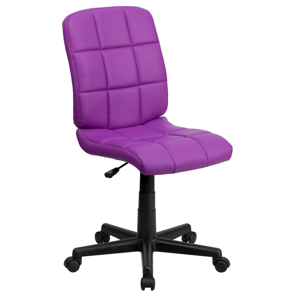 Mid-Back Purple Quilted Vinyl Swivel Task Office Chair. Picture 1