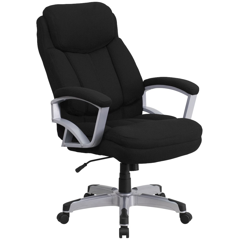 Big & Tall 500 lb. Rated Black Fabric Executive Swivel Office Chair with Arms. Picture 1