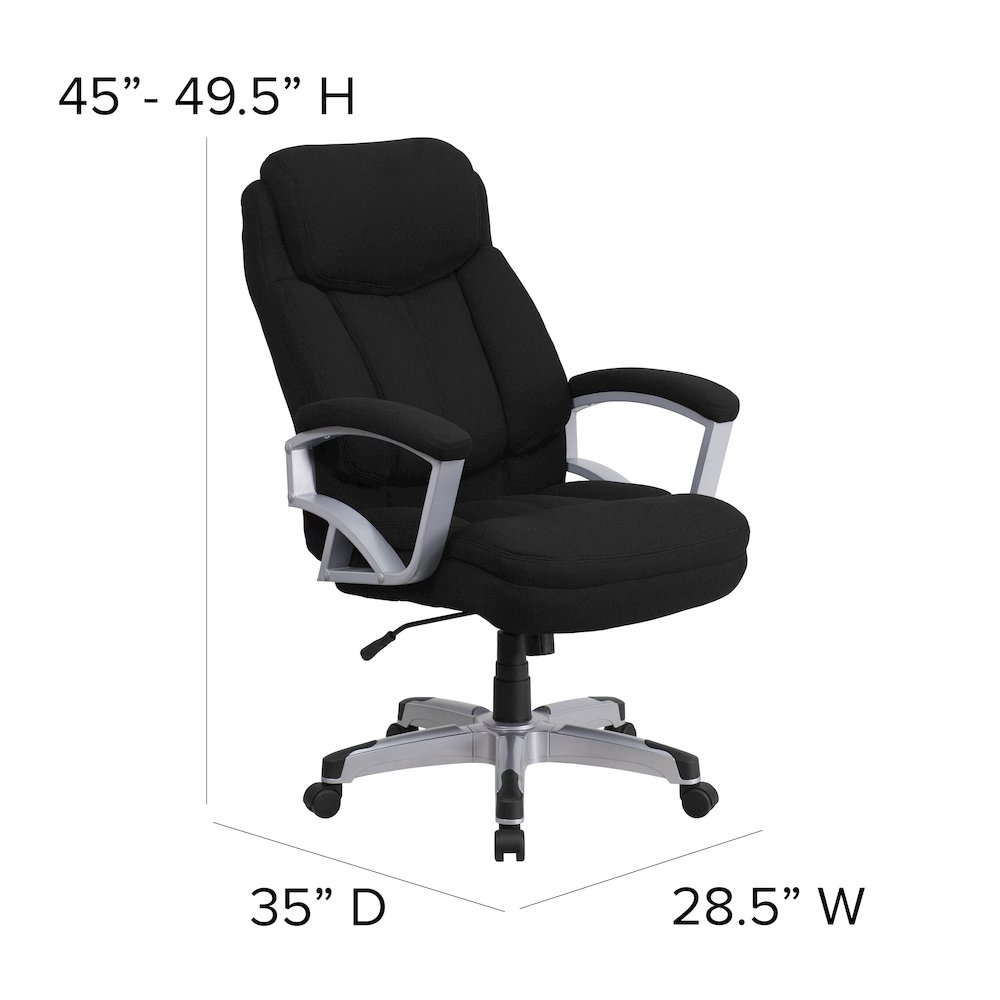 Big & Tall 500 lb. Rated Black Fabric Executive Swivel Office Chair with Arms. Picture 7