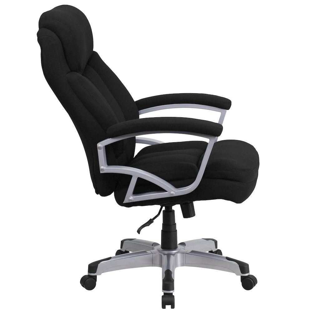 Big & Tall 500 lb. Rated Black Fabric Executive Swivel Office Chair with Arms. Picture 10
