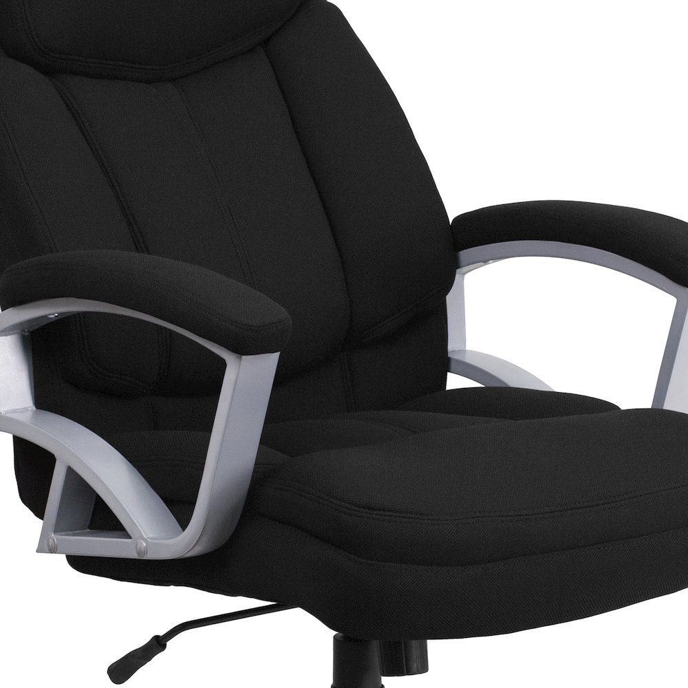 Big & Tall 500 lb. Rated Black Fabric Executive Swivel Office Chair with Arms. Picture 9