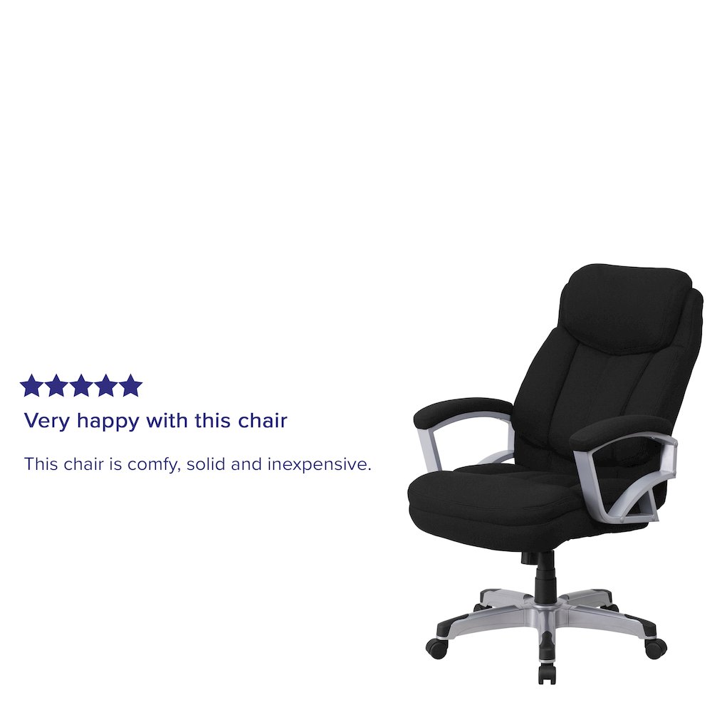 Big & Tall 500 lb. Rated Black Fabric Executive Swivel Office Chair with Arms. Picture 5