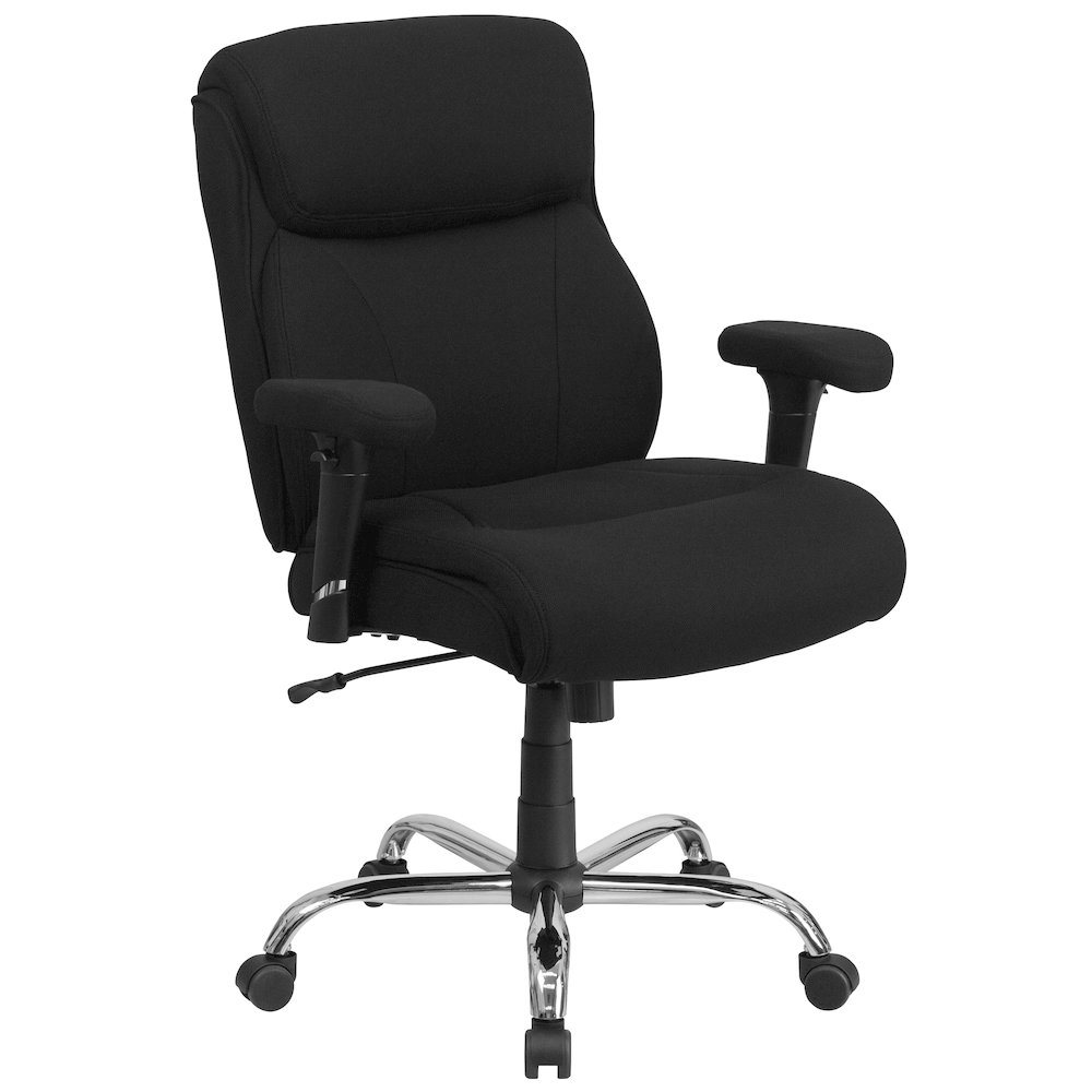 400 lb. Rated Black Fabric Task Office Chair with Line Stitching. Picture 1