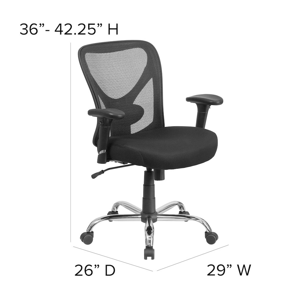 Big & Tall Office Chair | Adjustable Height Mesh Swivel Office Chair with Wheels. Picture 7