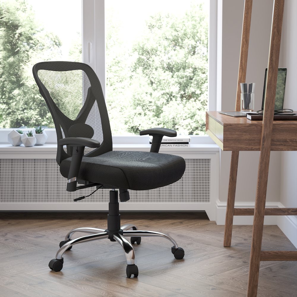Big & Tall Office Chair | Adjustable Height Mesh Swivel Office Chair with Wheels. Picture 2