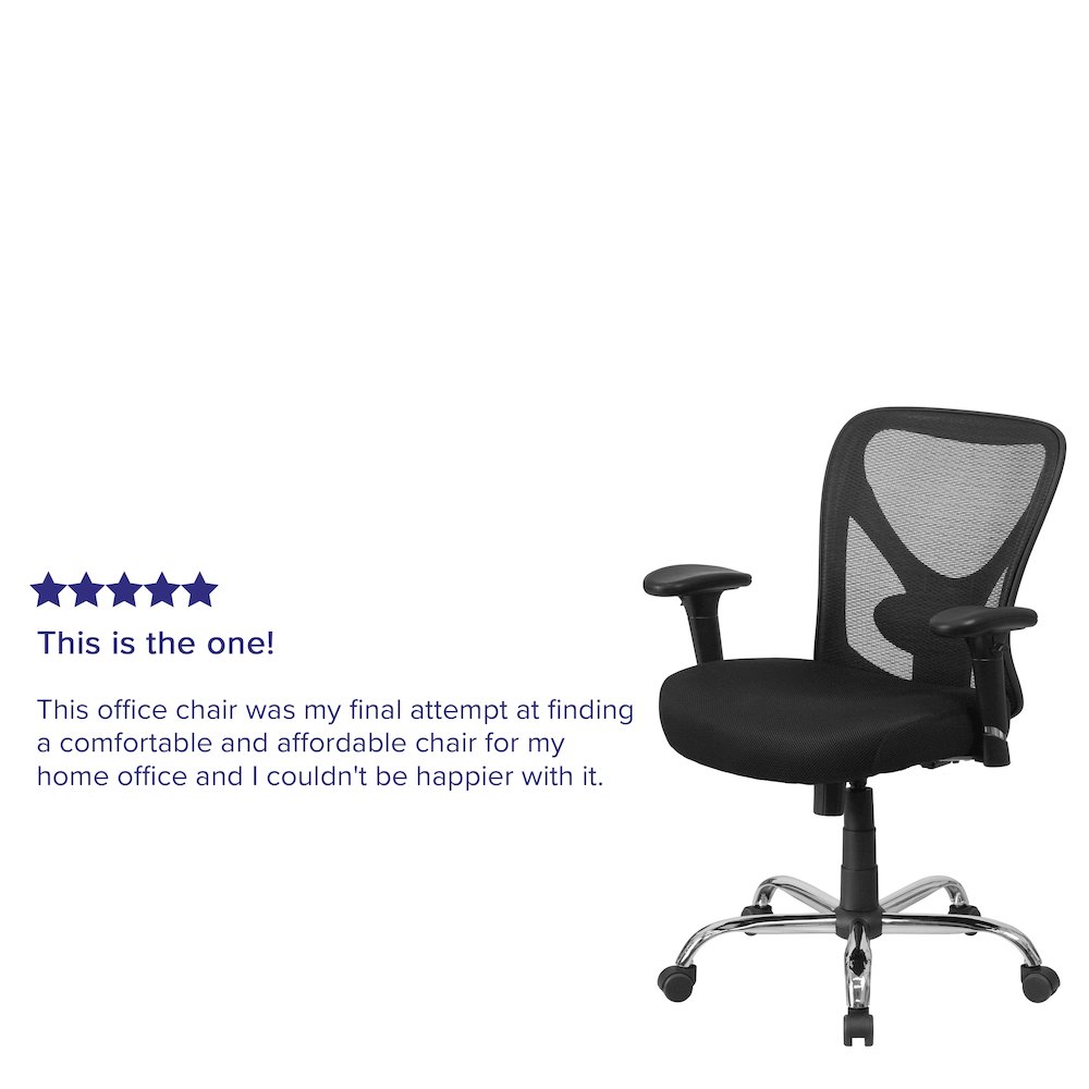 Big & Tall Office Chair | Adjustable Height Mesh Swivel Office Chair with Wheels. Picture 5