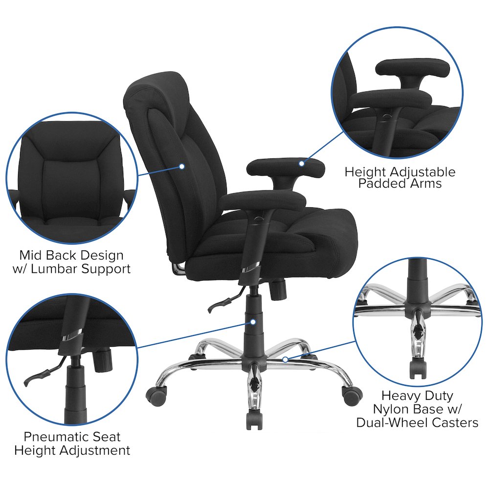 400 lb. Rated Black Fabric Deep Tufted Swivel Task Office Chair. Picture 6