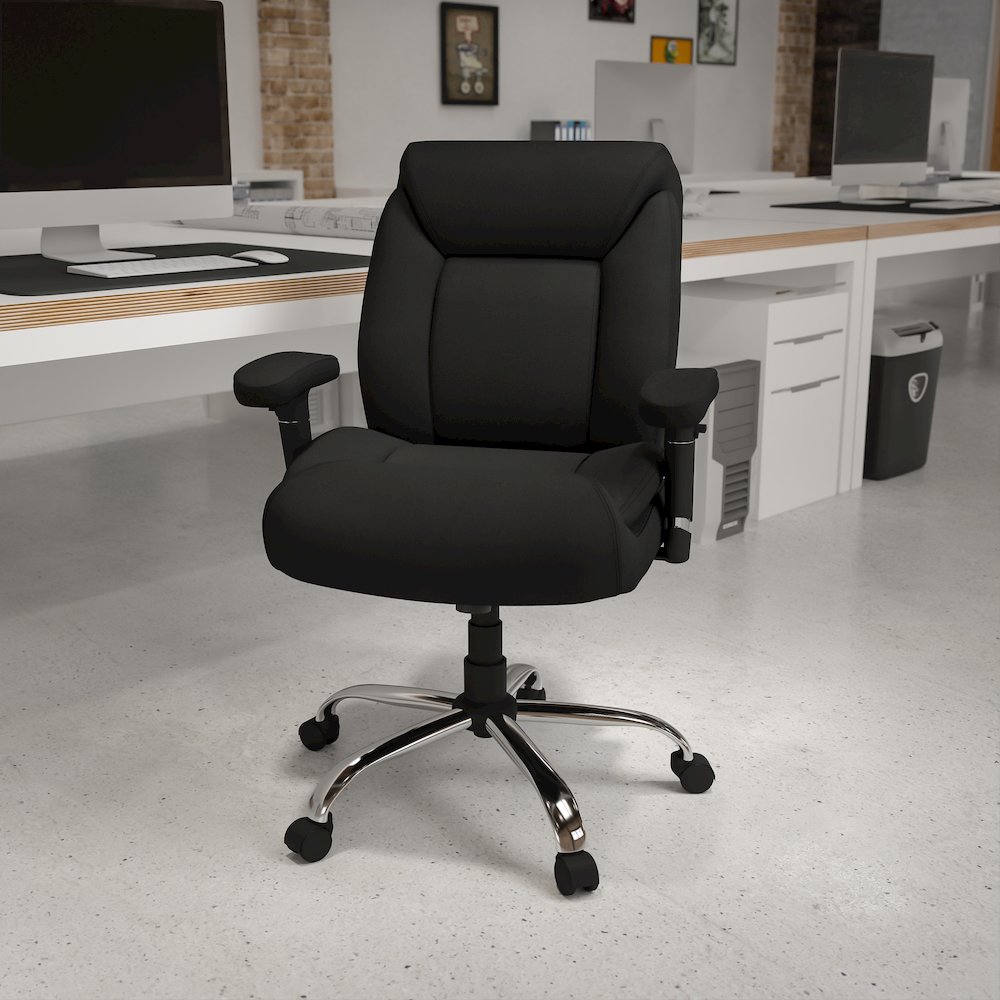 400 lb. Rated Black Fabric Deep Tufted Swivel Task Office Chair. Picture 2