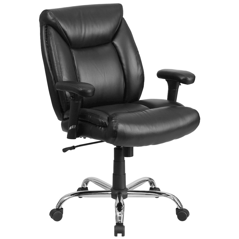 400 lb. Rated Black Deep Tufted Task Office Chair with Adjustable Arms. Picture 1