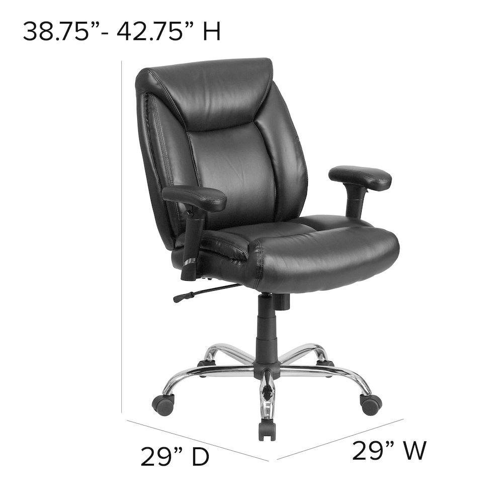 400 lb. Rated Black Deep Tufted Task Office Chair with Adjustable Arms. Picture 6