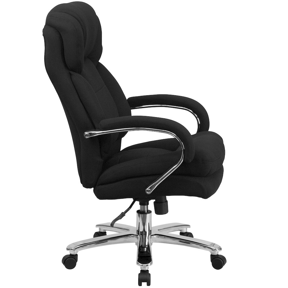 24/7 Intensive Use Big & Tall 500 lb. Rated Black Fabric Executive Ergonomic Office Chair with Loop Arms. Picture 3