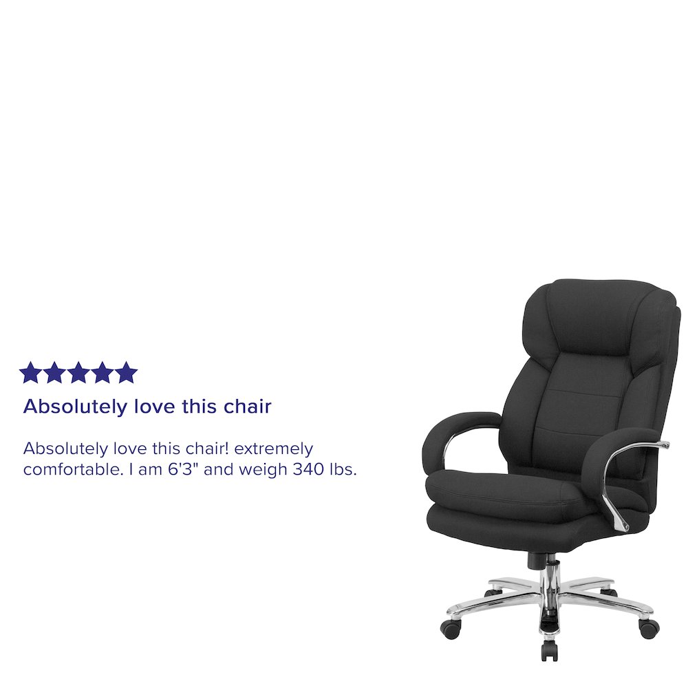 24/7 Intensive Use Big & Tall 500 lb. Rated Black Fabric Executive Ergonomic Office Chair with Loop Arms. Picture 10