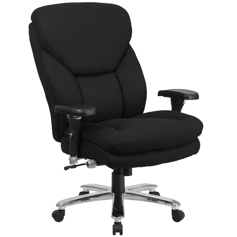 24/7 Intensive Use 400 lb. Rated Black Fabric Executive Office Chair. Picture 1