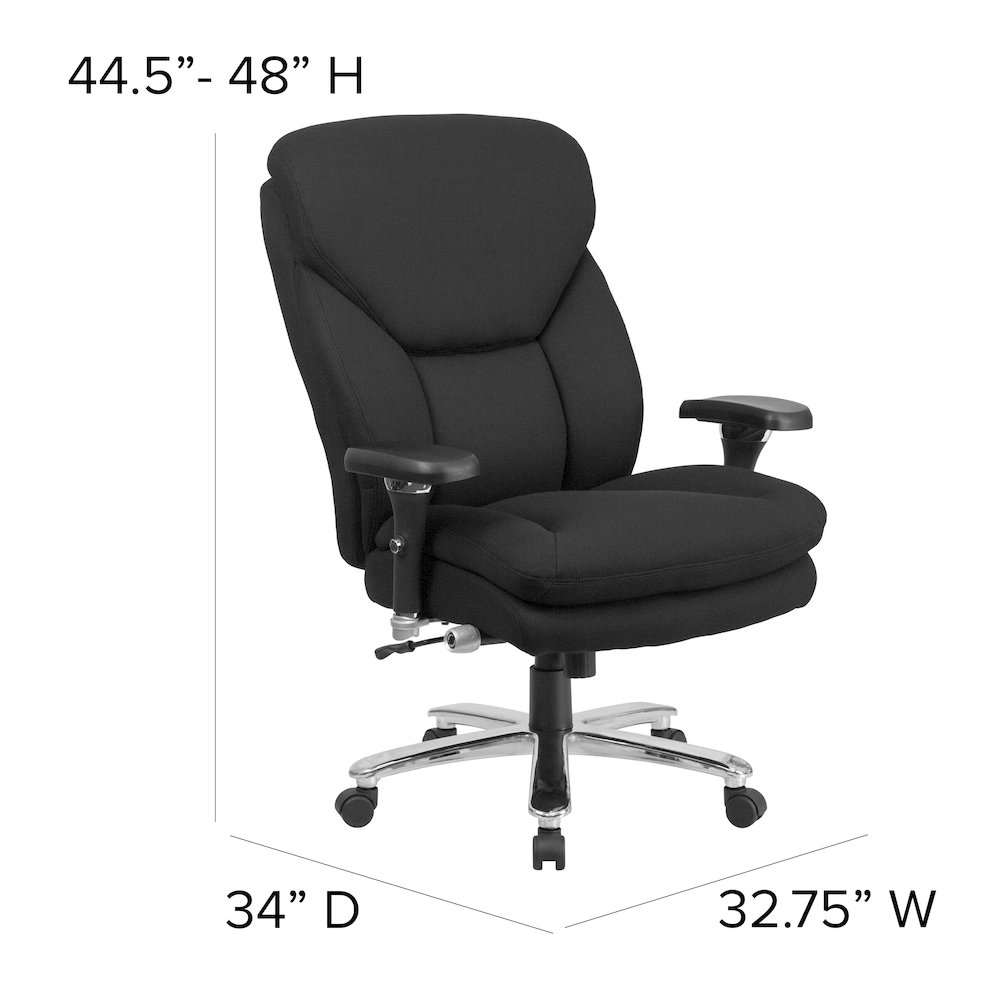 24/7 Intensive Use 400 lb. Rated Black Fabric Executive Office Chair. Picture 7