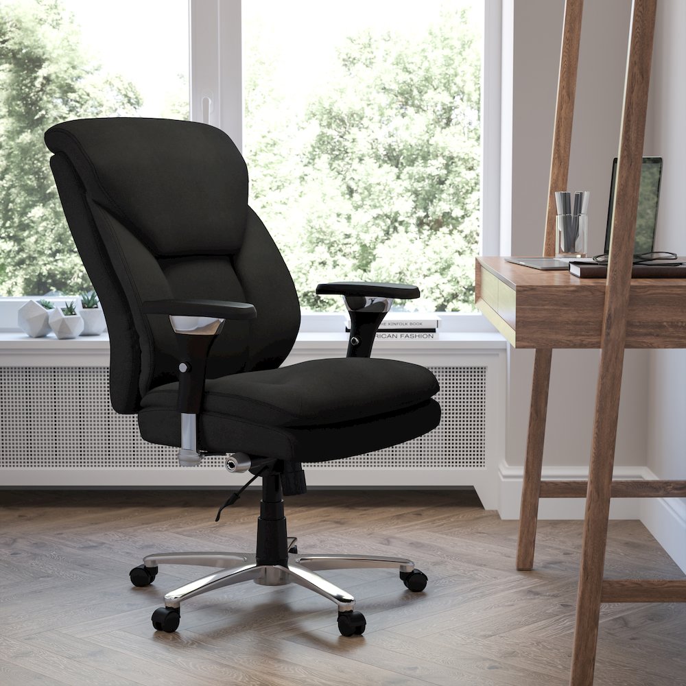 24/7 Intensive Use 400 lb. Rated Black Fabric Executive Office Chair. Picture 2