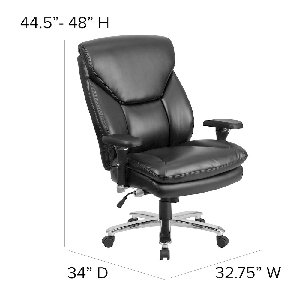 24/7 Intensive Use Big & Tall 400 lb. Rated Black Office Chair with Lumbar Knob. Picture 6