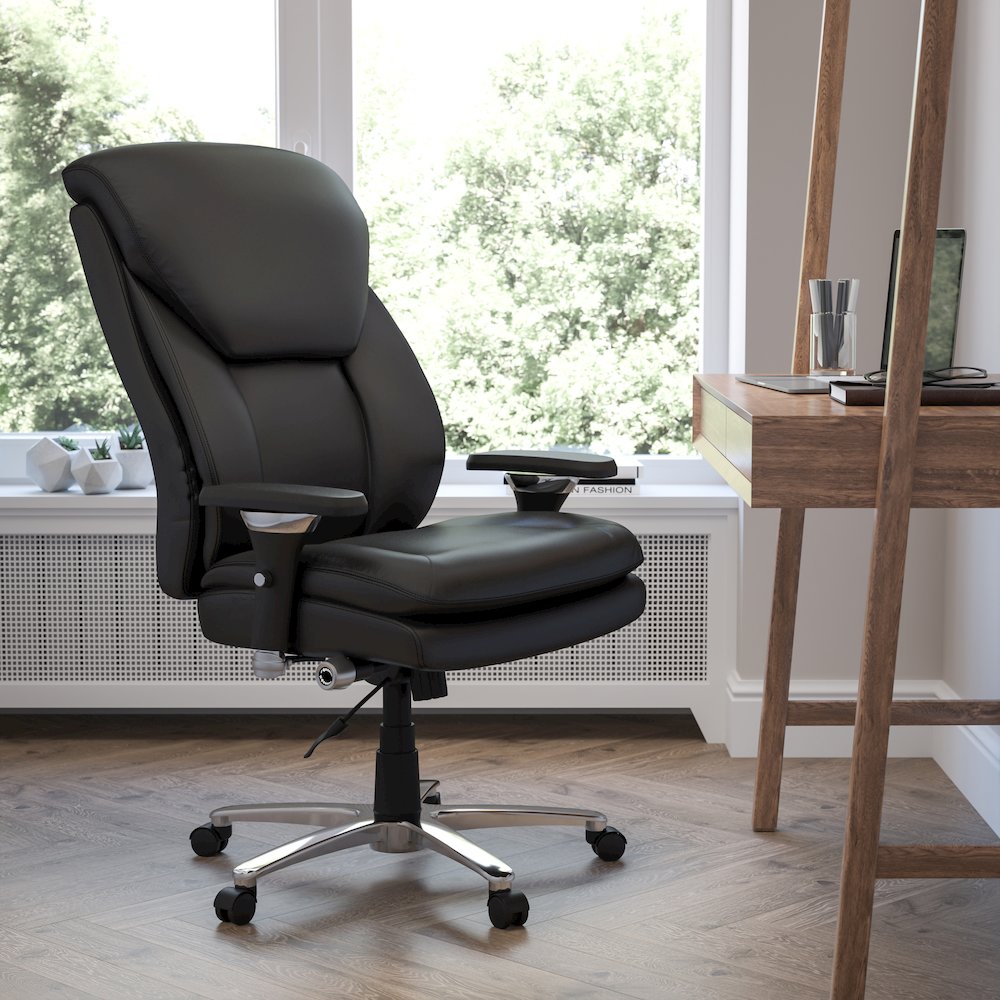 24/7 Intensive Use Big & Tall 400 lb. Rated Black Office Chair with Lumbar Knob. Picture 2
