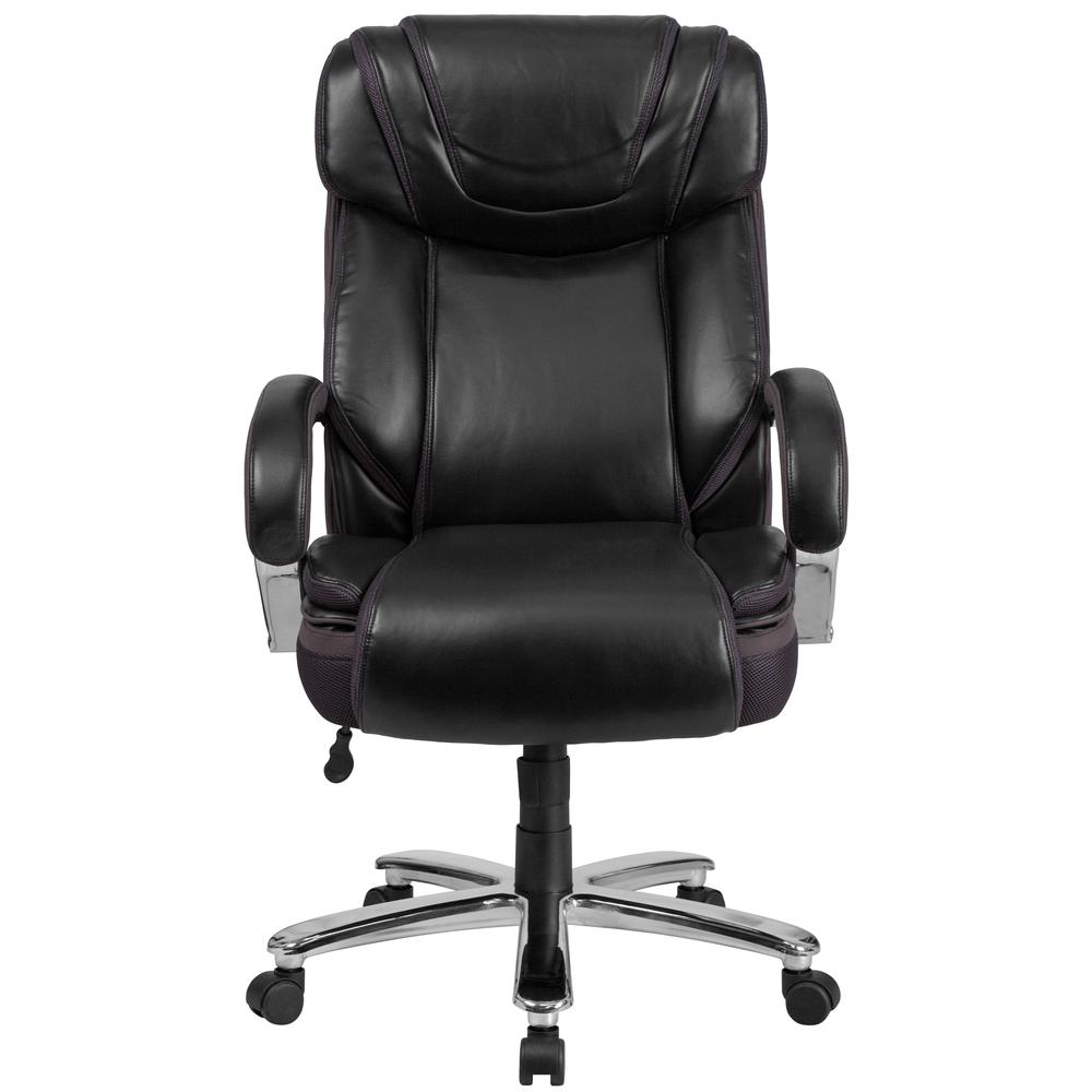 Big & Tall 500 lb. Rated Black LeatherSoft Executive Swivel Ergonomic Office Chair with Extra Wide Seat. Picture 5