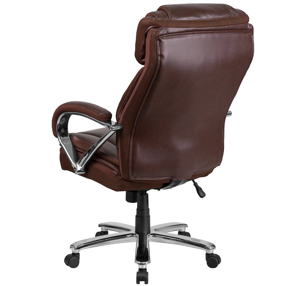 500 lb. Rated Brown Executive Swivel Office Chair with Extra Wide Seat. Picture 8