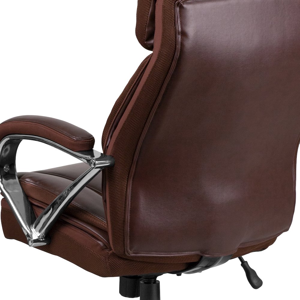 500 lb. Rated Brown Executive Swivel Office Chair with Extra Wide Seat. Picture 12