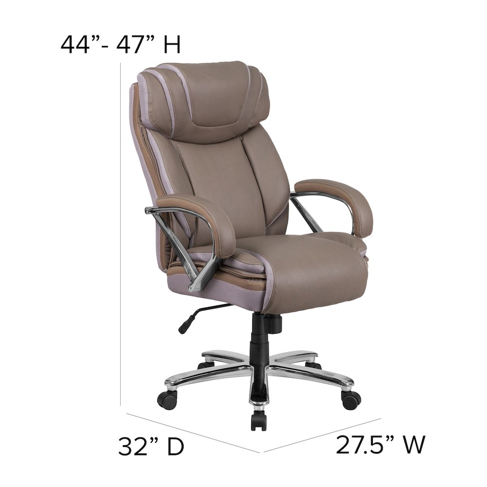 500 lb. Rated Taupe Executive Swivel Office Chair with Extra Wide Seat. Picture 7
