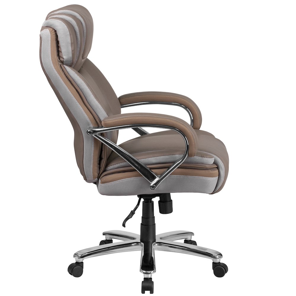 500 lb. Rated Taupe Executive Swivel Office Chair with Extra Wide Seat. Picture 10