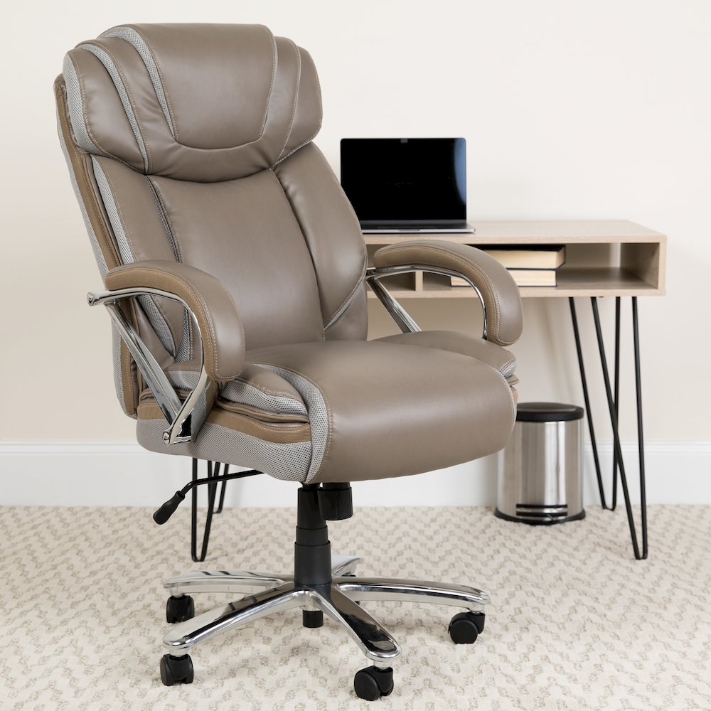 500 lb. Rated Taupe Executive Swivel Office Chair with Extra Wide Seat. Picture 2