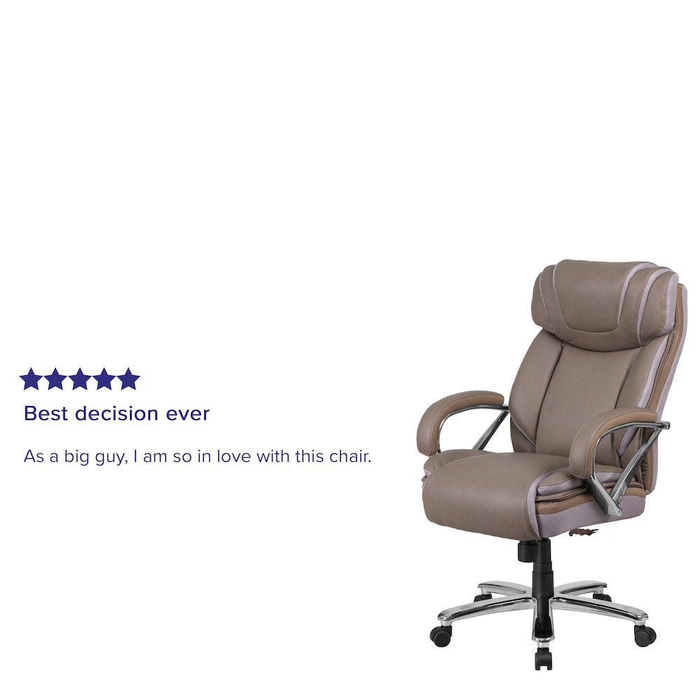 500 lb. Rated Taupe Executive Swivel Office Chair with Extra Wide Seat. Picture 5