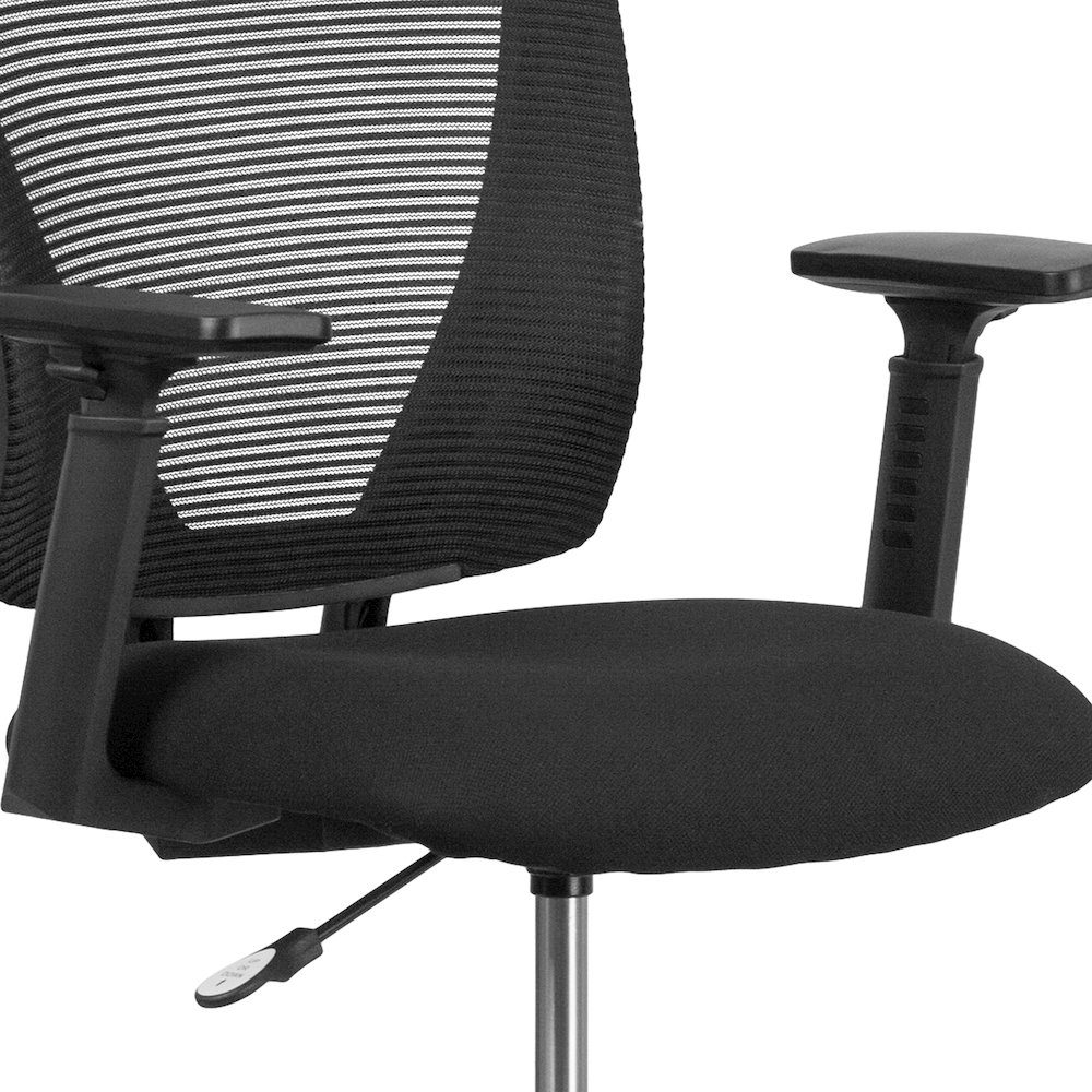 Mid-Back Mesh Drafting Chair with Black Fabric Seat, Adjustable Foot Ring. Picture 11