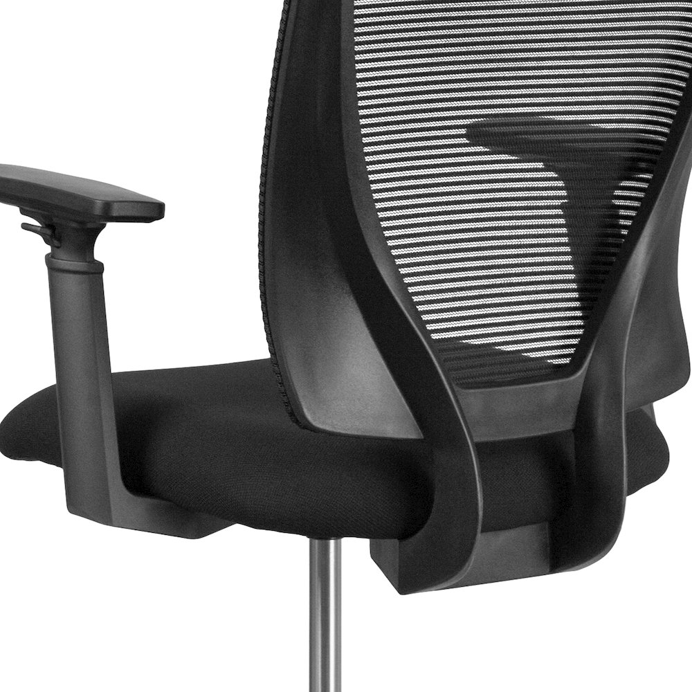 Mid-Back Mesh Drafting Chair with Black Fabric Seat, Adjustable Foot Ring. Picture 8