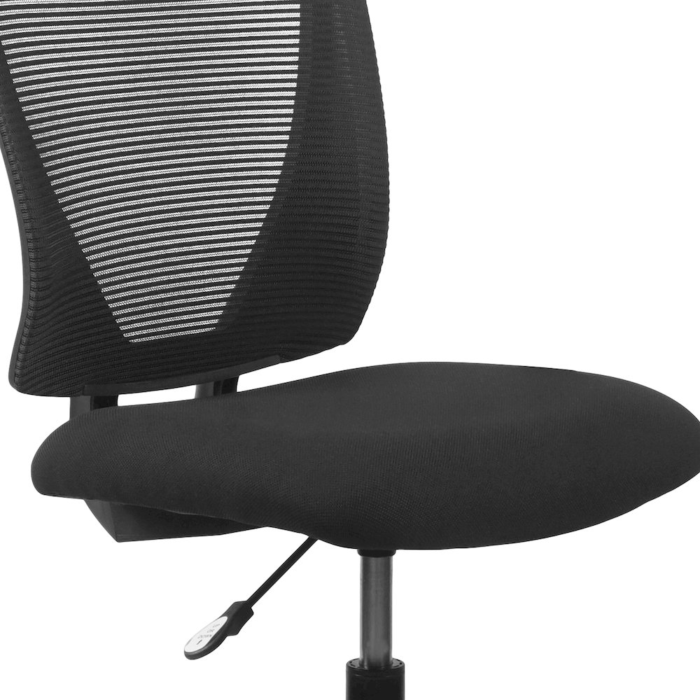 Mid-Back Mesh Drafting Chair with Black Fabric Seat and Adjustable Foot Ring. Picture 11