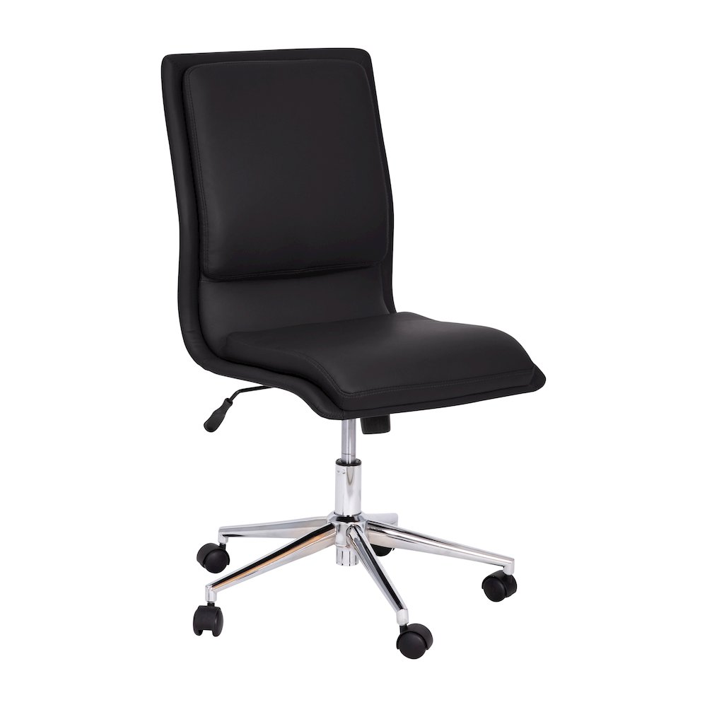 Mid-Back Armless Swivel Task Office Chair with and Adjustable Chrome Base, Black. Picture 1