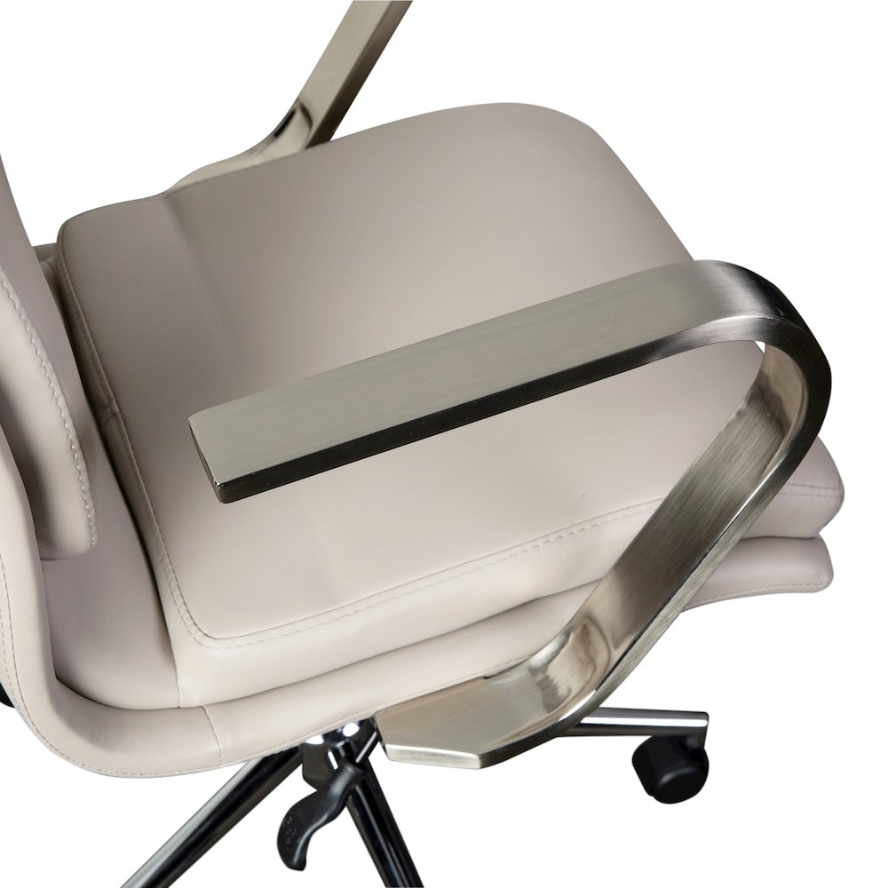 Mid-Back Executive Office Chair with Brushed Chrome Base and Arms, Taupe. Picture 9