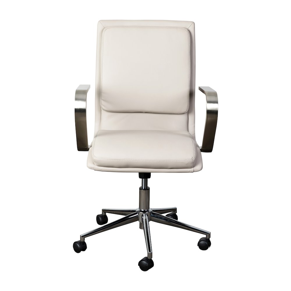 Mid-Back Executive Office Chair with Brushed Chrome Base and Arms, Taupe. Picture 11