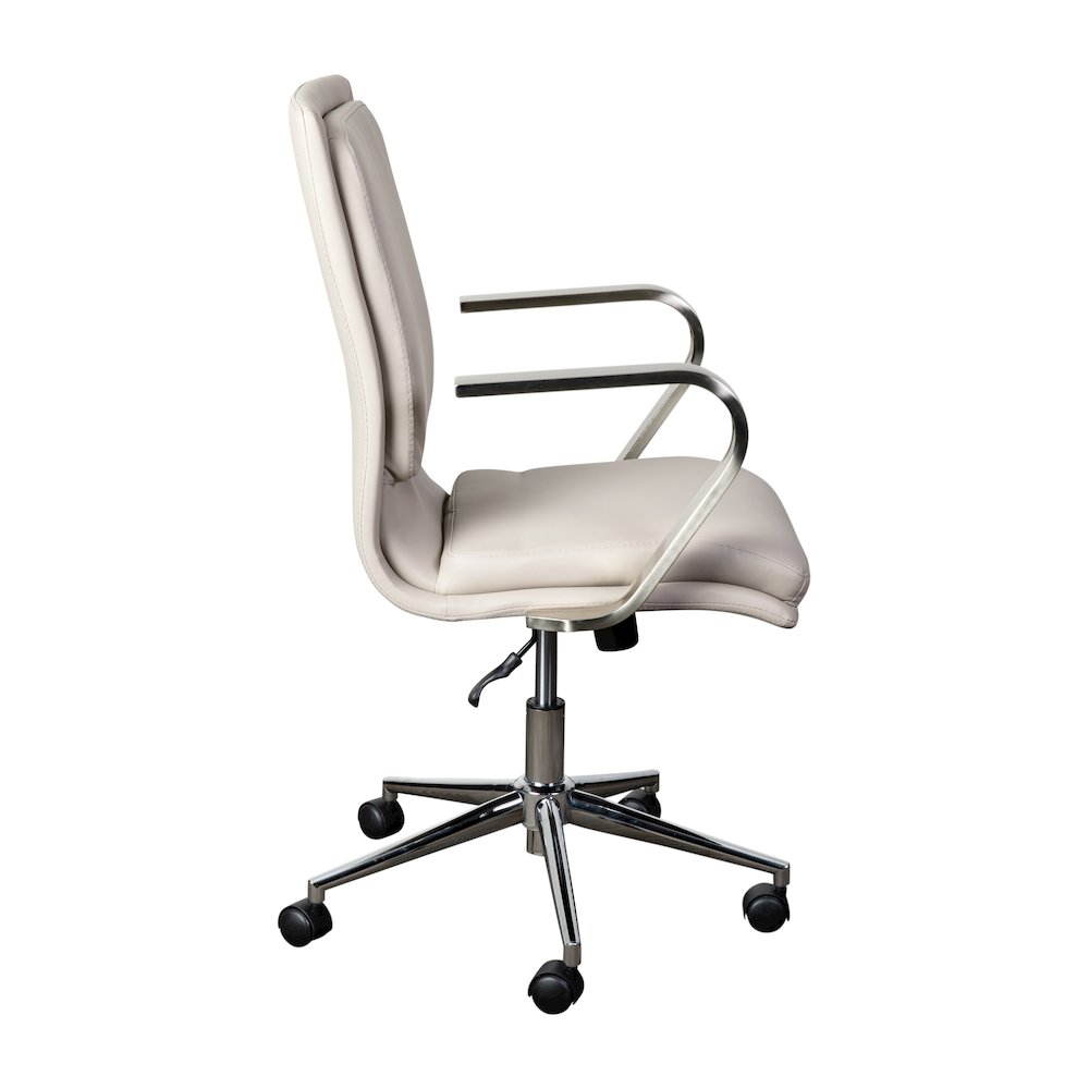 Mid-Back Executive Office Chair with Brushed Chrome Base and Arms, Taupe. Picture 10